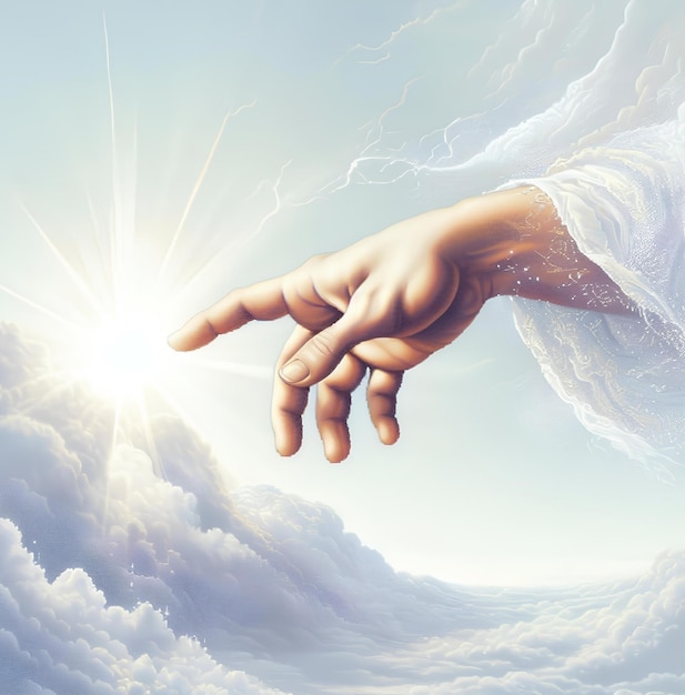 Angelic Hand Touching and Painting Hope and Peace in Heaven