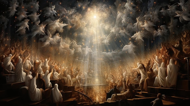 Premium Photo | An angelic jubilation as a heavenly host celebrates the