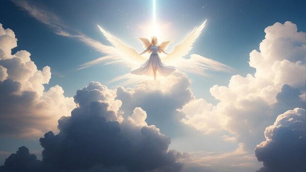 Angelic Presence Ethereal Clouds and Divine Glow