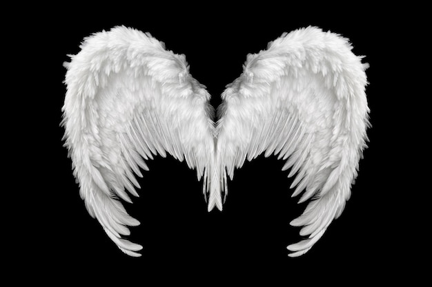 사진 흑색 위에 고립된 천사의  털 날개