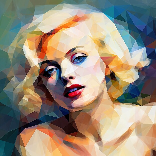 Angelous marilyn monroe geometric portrait pop art composition