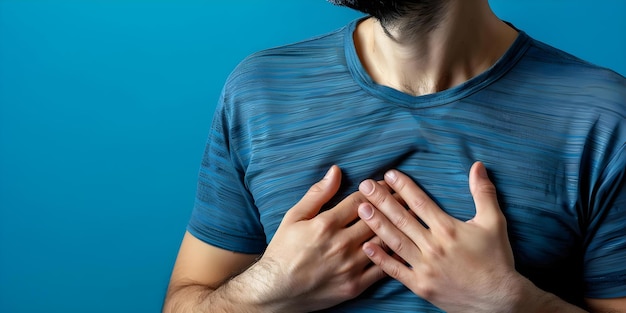 Photo angina pectoris is recurring chest pain due to insufficient oxygen to a part of the heart a symptom of coronary artery disease concept cardiovascular health chest pain symptoms