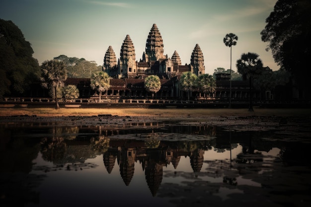 Angkor Wat the historical splendor carved in stone generative IA