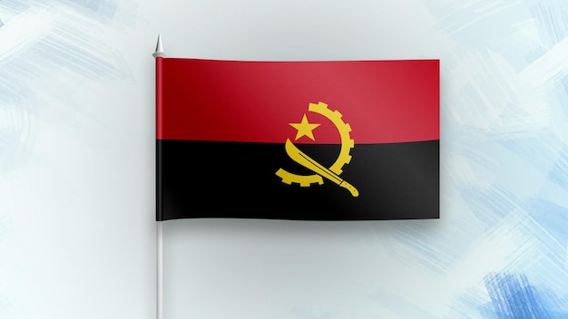 angola 3D render flag on a blue texture background