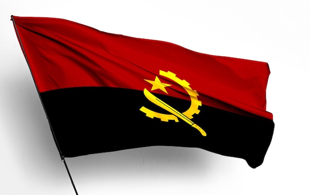 angola 3D waving flag and white background Image