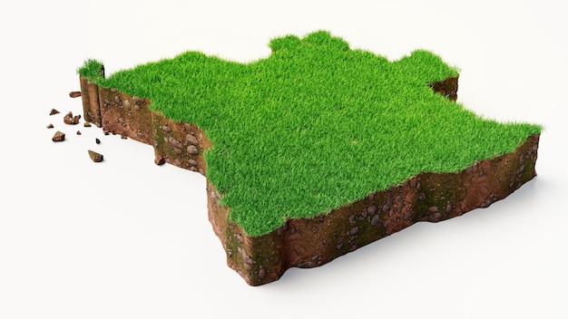 Angola Map Grass and ground texture 3d illustration