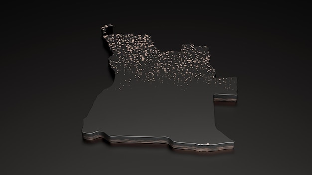 Angola metallic premium exclusive black map 3d illustration