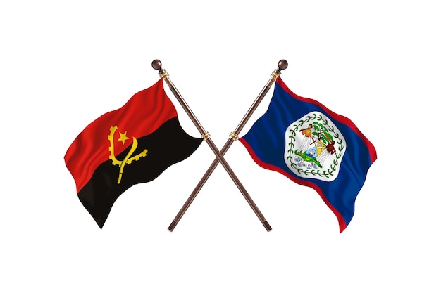 Angola versus Belize Two Countries Flags Background