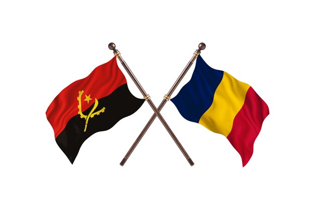 Sfondo di bandiere di due paesi dell'angola contro il ciad