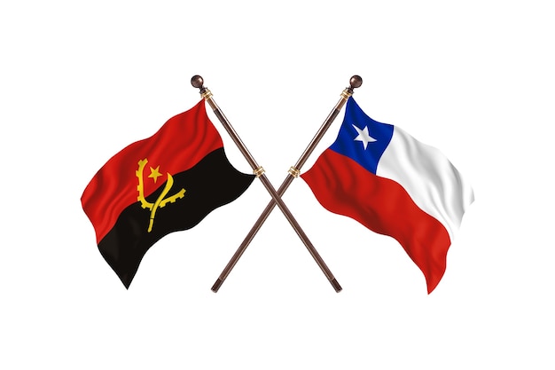 Angola versus Chili twee landen vlaggen achtergrond