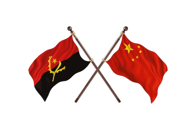 Sfondo di bandiere di due paesi dell'angola contro cina