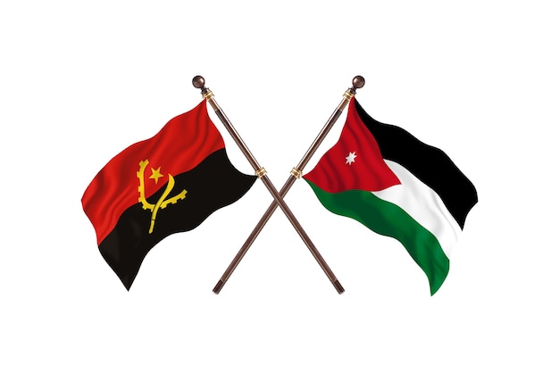 Angola versus Jordanië twee landen vlaggen achtergrond
