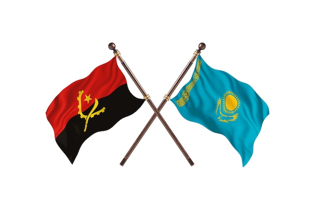 Angola versus Kazachstan twee landen vlaggen achtergrond