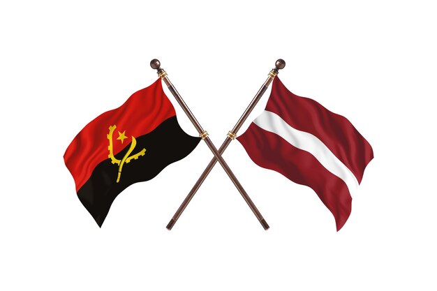 Angola versus Latvia Two Countries Flags Background