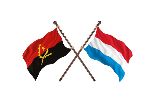 Angola versus Luxembourg Two Countries Flags Background