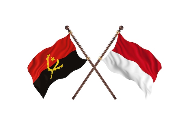 Angola versus Monaco twee landen vlaggen achtergrond