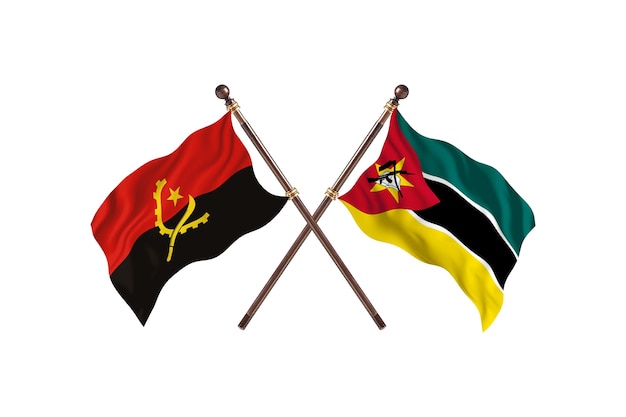 Angola versus Mozambique twee landen vlaggen achtergrond