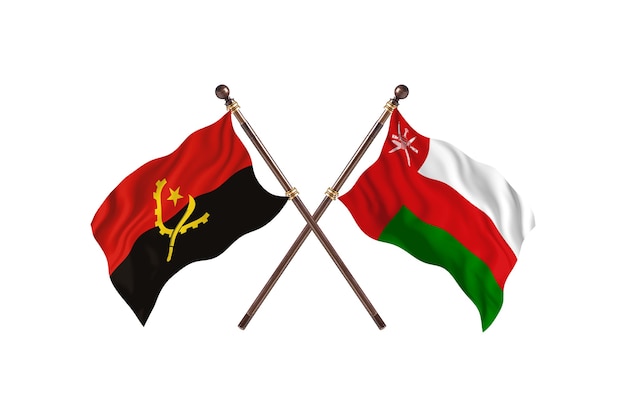 Angola versus Oman Twee landen vlaggen achtergrond