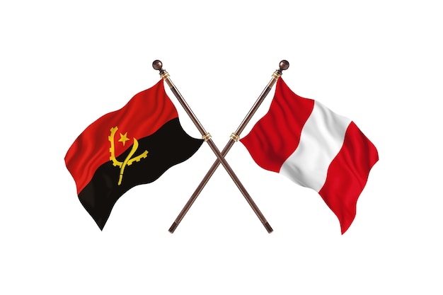 Angola versus Peru Two Countries Flags Background