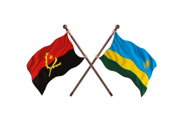 Angola versus Rwanda Two Countries Flags Background