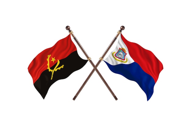 Angola versus Sint Maarten Two Countries Flags Background