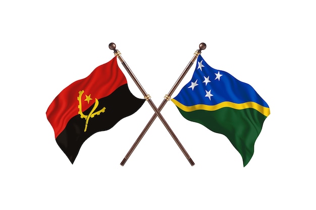 Angola versus Solomon Islands Two Countries Flags Background