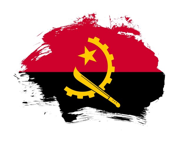 Angola vlag geschilderd op minimale penseelstreek achtergrond