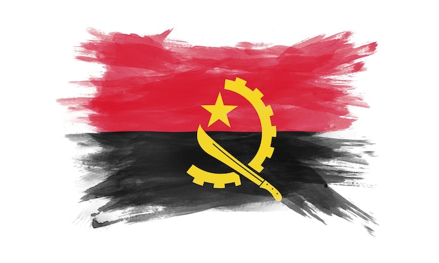 Angola vlag penseelstreek, nationale vlag op witte achtergrond