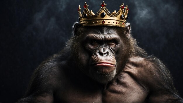 Angry ape wearing crown