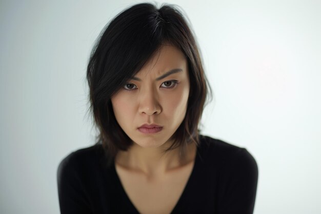 Photo angry asian woman studio shot generative ai