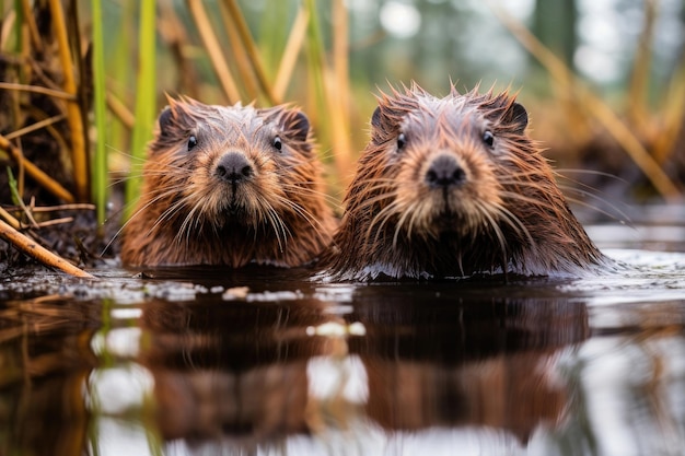 Angry beavers in the water