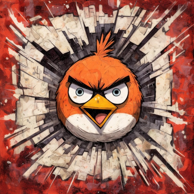 angry bird furious mad portrait expressive illustration artwork oil painted portrait sketch tattoo