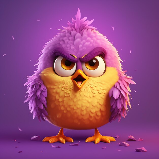 Photo an angry bird illustration on a purple background