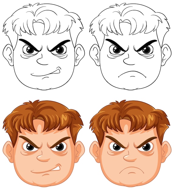 Photo angry boy cartoon facial expression