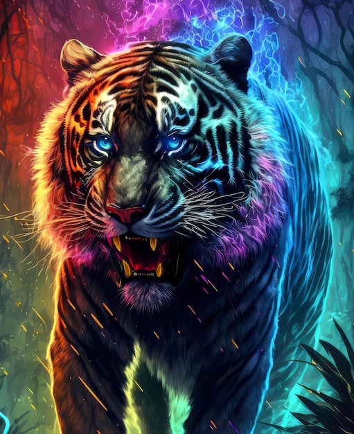 Premium AI Image | Angry brutal tiger