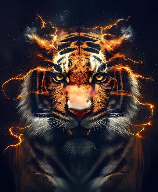 Photo angry brutal tiger