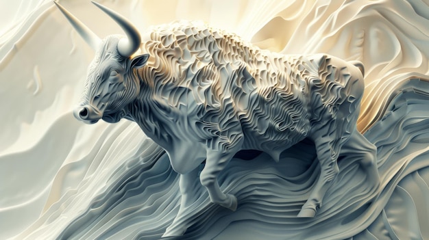 An angry bull on an abstract colorful background Illustration