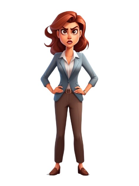 Photo angry businesswoman cartoon character isolated