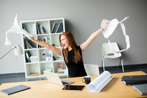 Angry businesswoman in the office