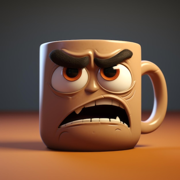 Angry Cartoon Character Mug A Photorealistic Still Life 3d Model