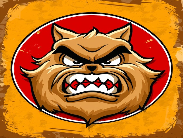 Photo an angry cartoon dog head on a grunge background