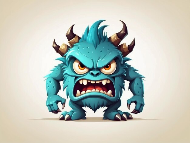 Angry cartoon monster Vector illustration isolated on a white background