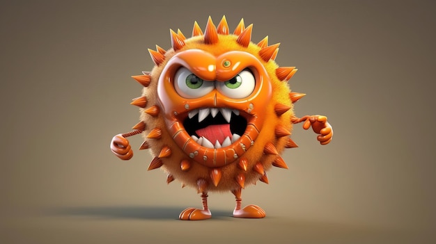 Angry Cartoon Virus Character Generative ai