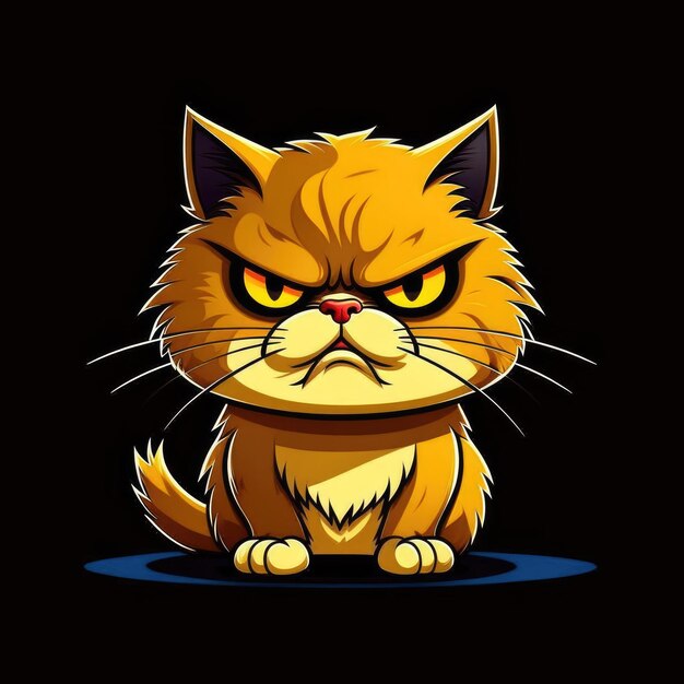 Angry cat Vector cartoon illustration Isolated on black background