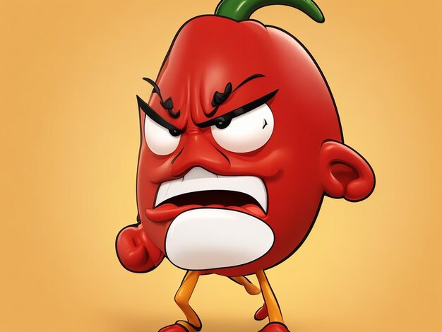 Foto personaggio della mascotte dei cartoni animati angry chili