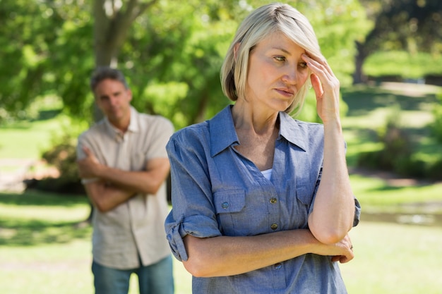 Angry couple in parkland