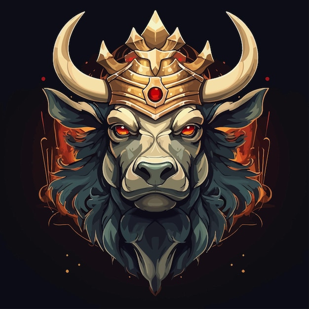 angry cow with crown