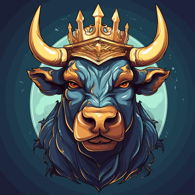 angry cow with crown