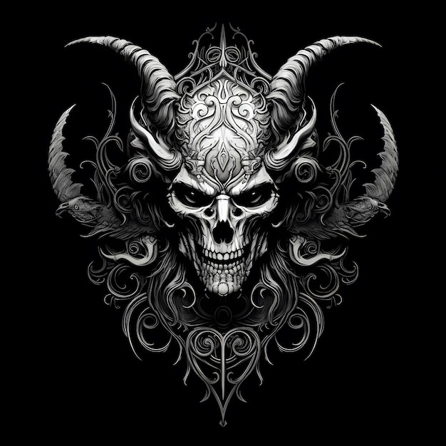angry devil head tattoo design illustration