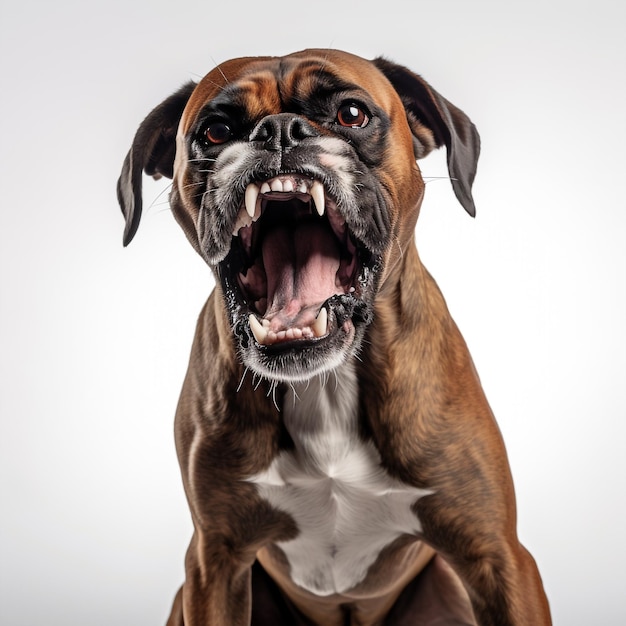 Photo angry dog photo of a boxer dog